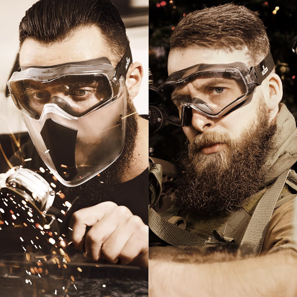 2-in-1 Design: Easily switch between full face shield and eye protection.