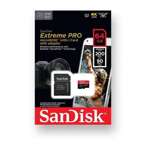 SanDisk microSDXC Card Extreme Pro 64GB Package